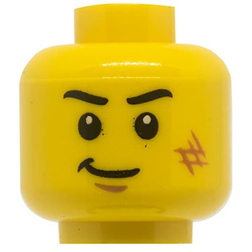 LEGO Minifigure Parts -- Head: Dual Sided, Black Eyebrows with Scratches : Determined / Scared Pattern (PACK OF 2)