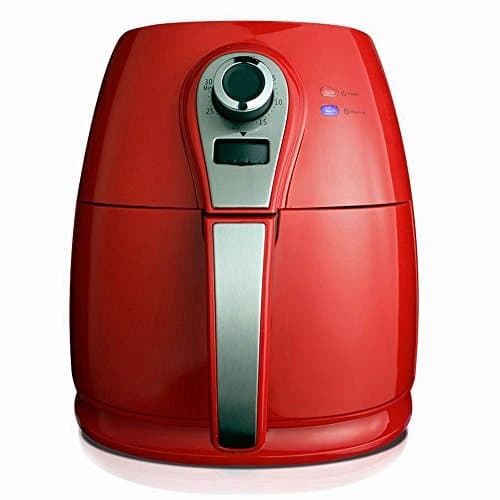 Super Drive Air fryer, Low-Fat Healthy Smokeless Non-stick Oilless Cooker,1400W 4L 3.8QT Capacity with Timer and Temperature Control and Detachable Basket Handles (Black,Red,White) (Red)