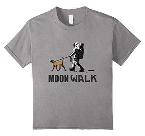 Kids Astronaut and Dog on the Moon t shirt Galaxy Space tee 6 Slate