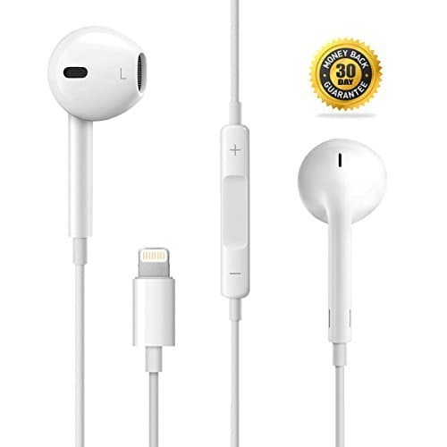 Apple iPhone 7, iPhone 7 Plus, iPhone 8, 8Plus Earpod / Earbud / Earphones / Headphones with 3.5MM AUX to Lightning Connector - White