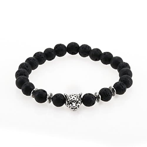 Aromatherapy Jewelry / Essential Oils Diffuser Bracelets for Women Men Kids Boys Girls Couples / Fragrance Lava Stone Rock Diffuser Bracelet (leopards-silvery)