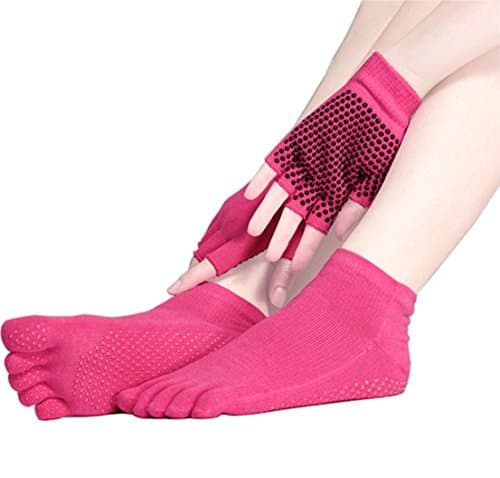 Hannah fit full yin new yoga socks non-slip fingers socks all refers to the five toe gloves dispensing fitness (Pink)