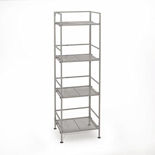 13 in. x 11.25 in. Folding Gray Mesh Decorative Shelf in Satin Pewter