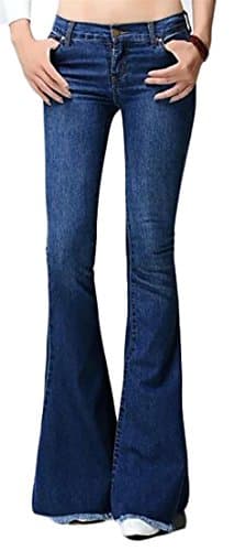 Sweatwater Womens Bell-Bottoms Flare Faded Low Waist Stylish Denim Pants Jeans