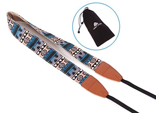 Nine States Fabric Universal Adjustable Camera Neck Strap for DSLR (Blue) (TX-305) + a Nine States Logo Pouch