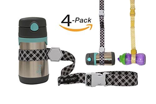 Sippy Cup Straps for Baby Bottle Toy Leash 4 Pack for Stroller High Chair Strap (Black/Yellow)