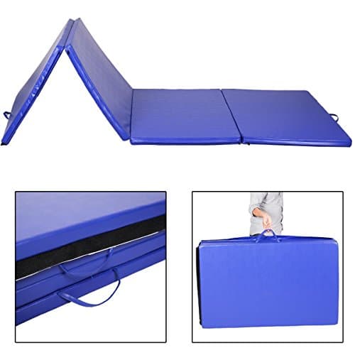 4'x10'x2" Gymnastics Folding Foam Mat - Gym Exercise Fitness Stretching Aerobics Yoga Martial Arts - Blue