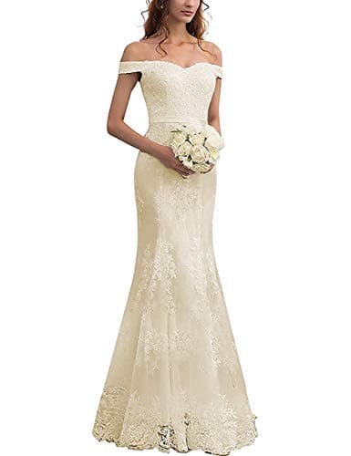 LUBridal 2019 Lace Mermaid Wedding Dresses Applique Beaded Long Sleeve Bridal Gowns Formal