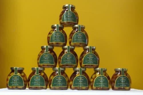 Green &amp; Red Atlas Olives in Olive Oil &amp; Chili Peppers - 12 PACK- Buy 11 jars Get the 12th FREE!