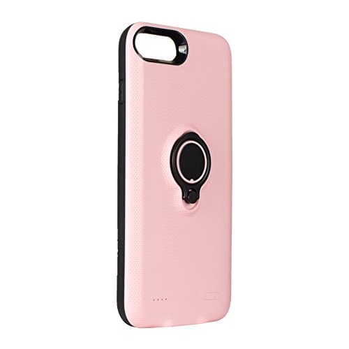 iPhone 8 Plus Battery Case - Loacy 3700mAh Portable Protective Charger Case Rechargeable 5.5inches Slim Extended Battery Pack with Ring Holder Kickstand for iPhone 6 Plus/6s Plus/7 Plus/8 Plus(Pink)