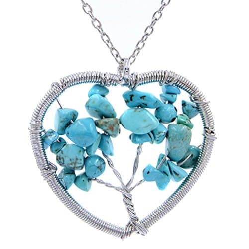 Gergory Tree of Life Pendant Colorful Crystal Necklace Gemstone Chakra Jewelry (01)