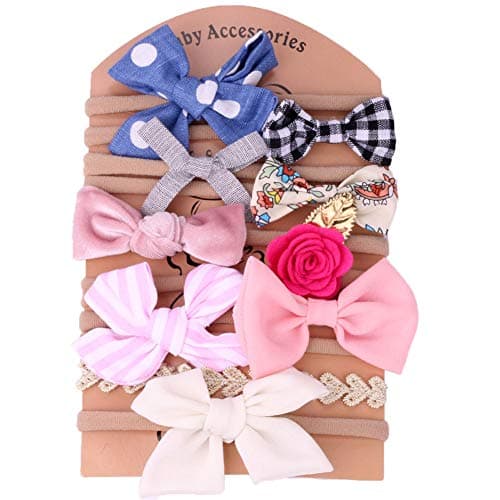 Baby Girl Headbands and Bows Soft Elastic Nylon Infant Headbands Hair Accessories for Newborn Toddler Girls