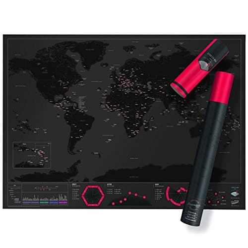 BuyWorld New Version Capitals Edition Scratch Off Map of The World for Traveler Wall Decor Poster