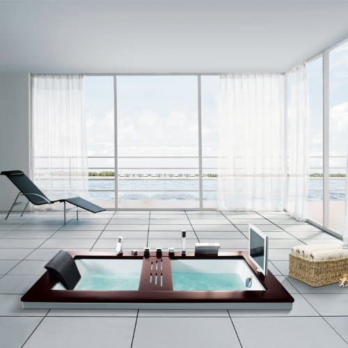 Eago Design Whirlpool AM192ET 171X91 cm – Recessed Bathtub with 9 Hydro Jets and 6 Body Jets (+ TV on the Right) – 6 Massage Modes