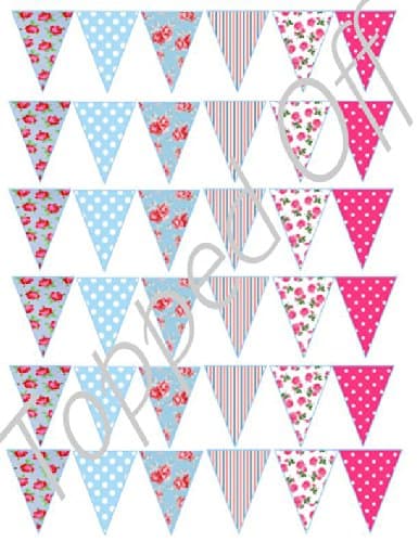 36 Shabby Chic Vintage Edible Bunting on Fondant Icing Sheet
