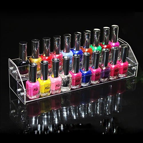 Mordoa Clear Acrylic 2 Layers Nail Polish Rack Cosmetics Display Shelf Acrylic Makeup Organizer Lipstick Box A10