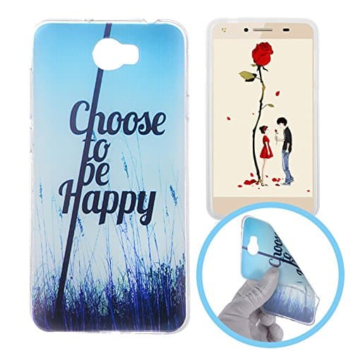 Silingsan Silicone Case for Huawei Y5 II/Y5 2 TPU Rubber Gel Cover Ultra Slim Thin Phone Skin Soft Flexible Shell Anti-Scratch Anti-Shock Protective Bumper - Choose to be Happy