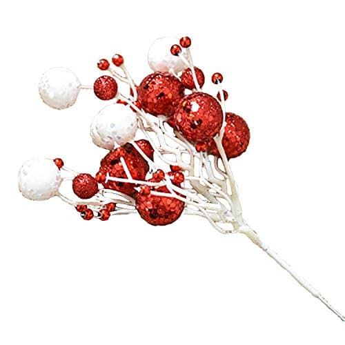 erozy (Pack of 6) Glittery Deluxe Artificial Berry Picks Home Holiday Christmas Floral Arranging Decor