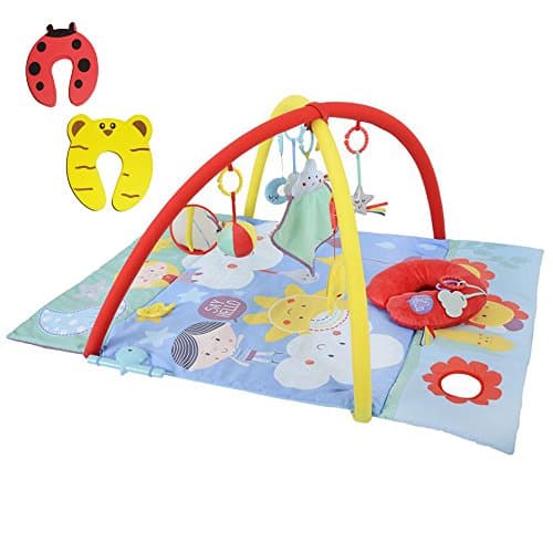 Baby Sensory Say Hello 4 in 1 Discovery Sensory Play Mat/Gym with Music & Lights - Incs 2 Safety Doorstoppers