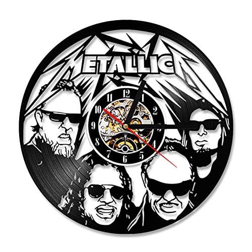 SOKIMI Metallica Vinyl Record Wall Clock Black Hollow CD Record Clock Creative Home Decor Antique Handmade Hanging LED Clock,Nolights