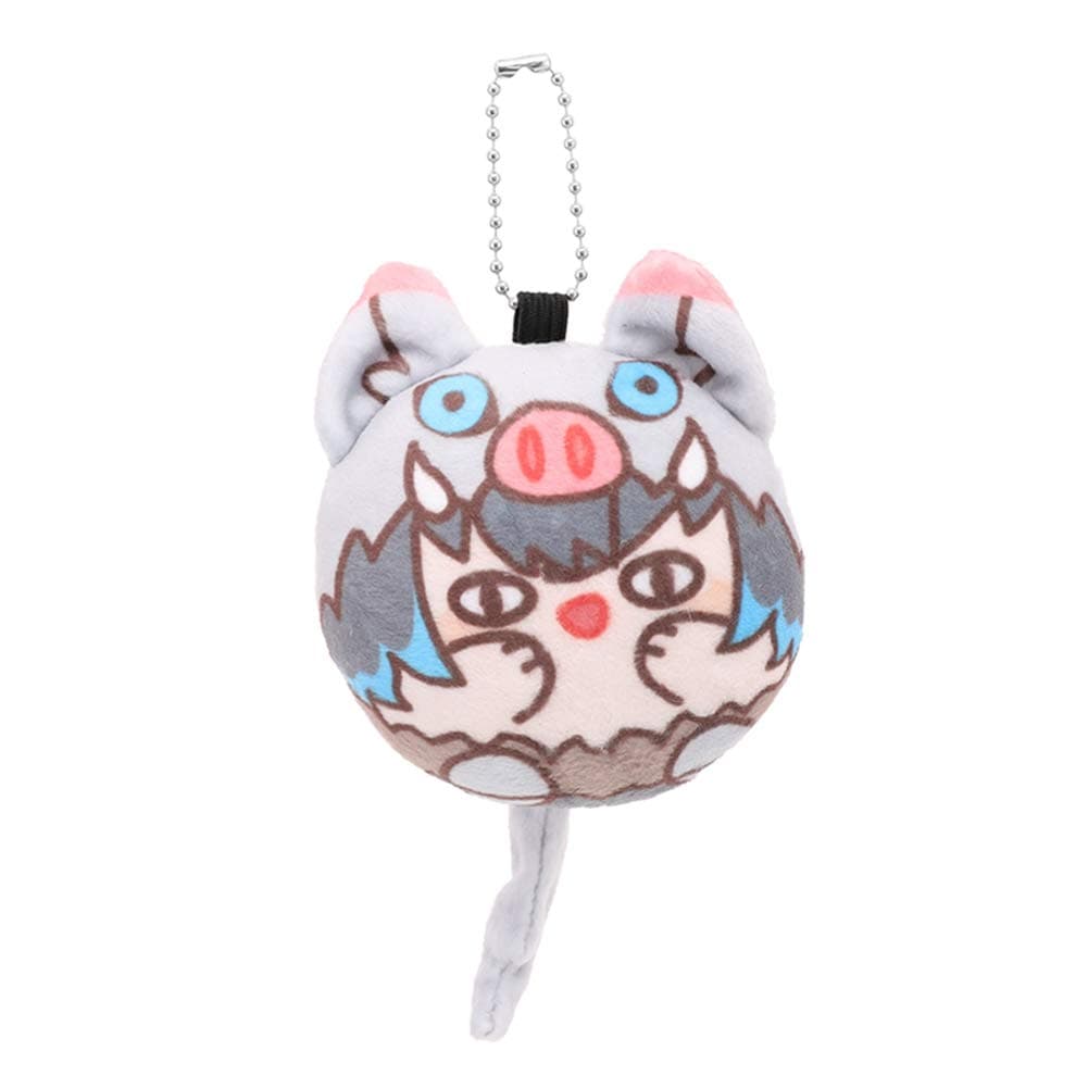 Salemor Demon Slayer: Kimetsu no Yaiba Stuffed Plush Doll Keychain Cute Cartoon Characters Plush Pendant Bag Accessories Anime Fans Gift(Inosuke Hashibira)