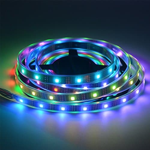 Yaqing Lighting 6.5ft/2M WS2801 Addressable LED Strip Arduino Development Ambilight TV 32leds/m 5050 RGB 12mm Black PCB DC5V Waterproof IP67 Led Magic Dream Color Rope Light (Black PCB)