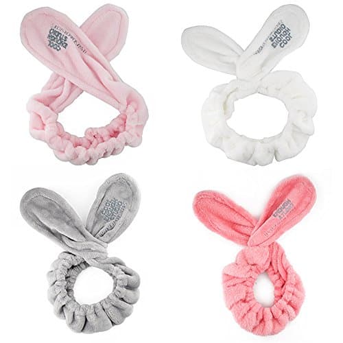 Kaide Pack of 4 Women Fashion Lovely Soft Carol Fleece Bowknot Bow Makeup Cosmetic Shower Elastic Hairlace Wire Headband Hairband