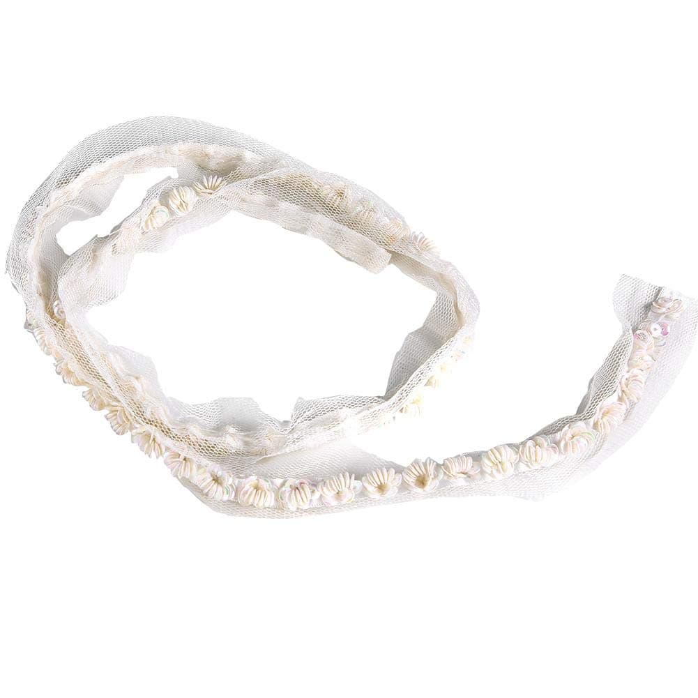 Pearl Beaded Lace Trim Ribbon Edge White Edging Trimming Fabric Embroidered Applique Sewing Craft Wedding Bridal Dress Sash Belt DIY Gift(Sequined Lace)