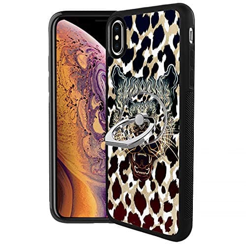 iPhone Xs Max Case with Ring Holder Stand,Leopard Rotating Ring Stand and Slim Thin Anti-Fingerprint Hard with Ring Holder Stand