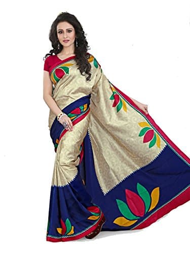Samskruti Sarees Artificial Silk Saree With Blouse Piece (Spas-82_Beige_Free Size)