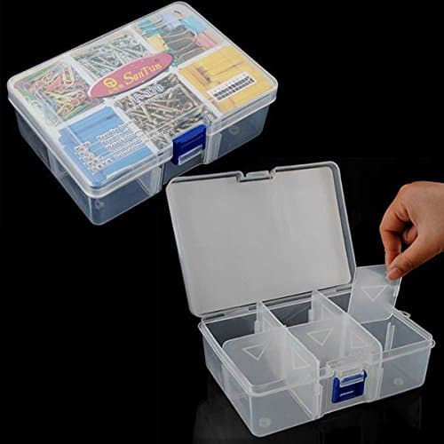 TOPmountain 6 Grid Storage Box Tool Portable Container Organizer Jewelry Organizer Clear Plastic Containers