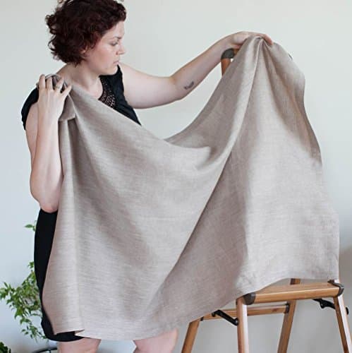 ThingStore Beach Towel 27" x 57" Bath Pool or Sauna 100% Natural Linen Long-lasting Classic Brown Melange