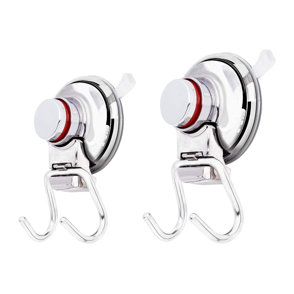 Airisoer Shower Hooks with Suction Cup Holder Removable Bathroom Kitchen Hook Hanger for Towel, Bath Robe, Coat, Loofah (2-Pack)