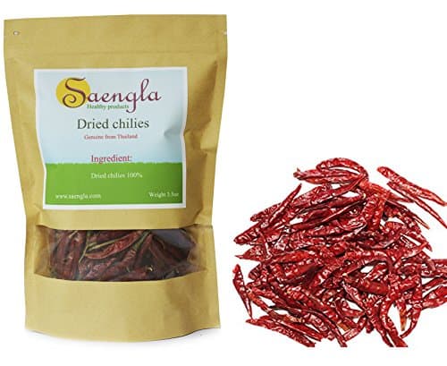 Saengla Dried chilies pepper, red small chili spicy, 3.5 ounce