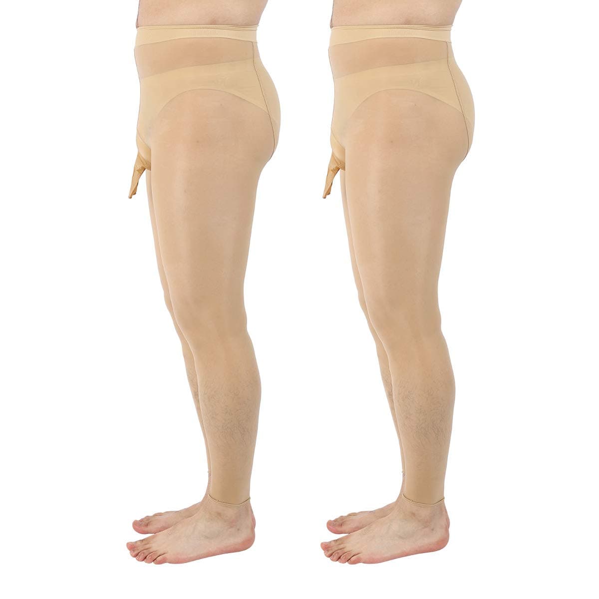 ElsaYX Men's Shiny Footless Pantyhose Tights Sheath Open