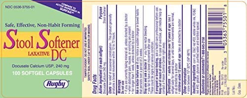 [6 PACK] RUGBY® STOOL SOFTENER LAXATIVE DC DOCUSATE CALCIUM USP, 240MG 100CT (PACK OF 6 BOTTLES) *Compare to the same active ingredients in Surfak® & SAVE!!!*