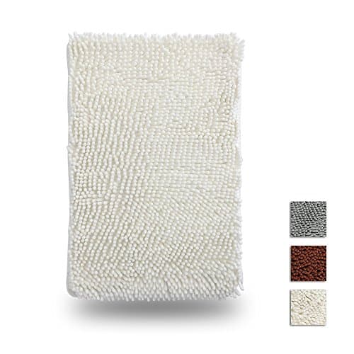 Non Slip Chenille Bath Mat, Thickened and Environment-Friendly Bath, Kitchen, Guest Room Mat - Beige 16 x 24 Inches