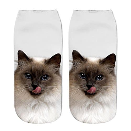 Geyou Crew Socks,Unisex 3D Cat Printed Funny Short Socks Crew Socks (B)