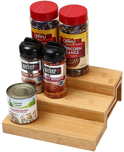 YBM HOME 3 Tier Bamboo Spice Rack Step Shelf Organizer for Cabinet, 334