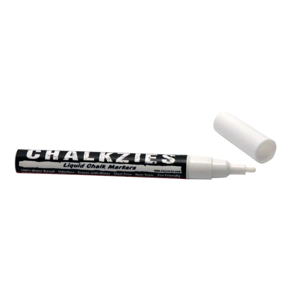 Chalkzies Liquid Chalk Marker • Premium Quality • 3mm Fine Point • Chisel/Bullet Reversible Tip (1-Pack, White)