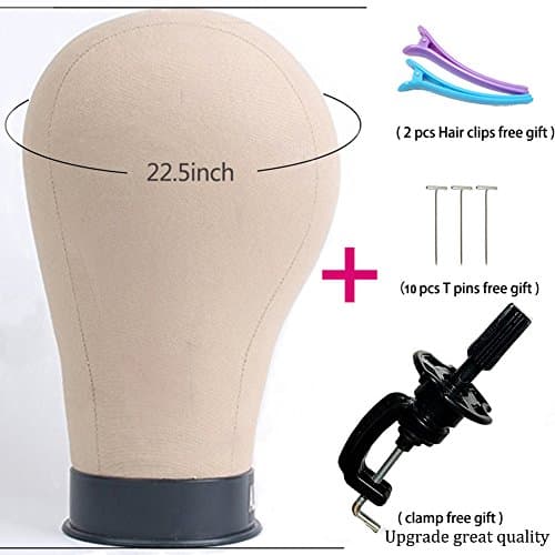 21"-24" Size Professional Mannequin Canvas Cork Block Head Wig Toupee Display Style Dry Dye With Mount Hole Circumference 22.5"