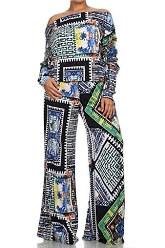 Geomtric MULTI WAY Reversible PLUNGING Convertible Romper Jumpsuit Off One Shoulder Halter - Blue - 3XL