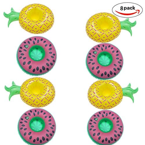 Inflatable Pool Holder,Gelod Fruit Style Cup Holder Float 4 Pineapple and 4 Watermelon (Set of 8)