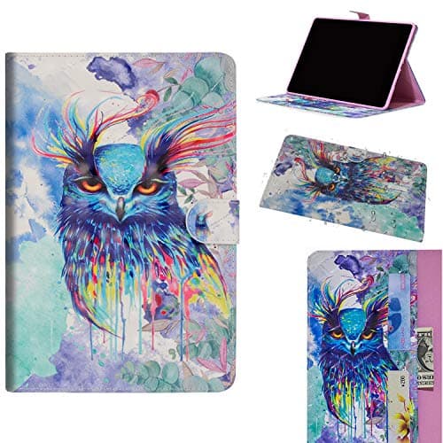 Chinstyle Tablet Case for Huawei MediaPad T5 10 (10.1 Inch), 3D PU Leather Wallet Flip Cover with Magnetic Closure Card Holder Stand (Painted Owl)
