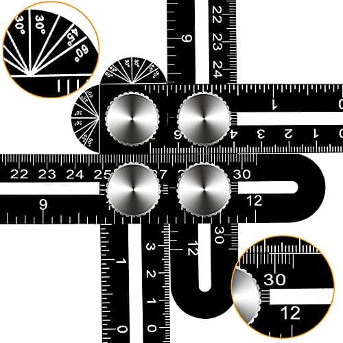 12 Inches Multi Angle Measuring Ruler Aluminum Alloy Angleizer Template Tool/Layout Tool for Builders Carpenter Craftsmen Woodworking DIY-ers (black)