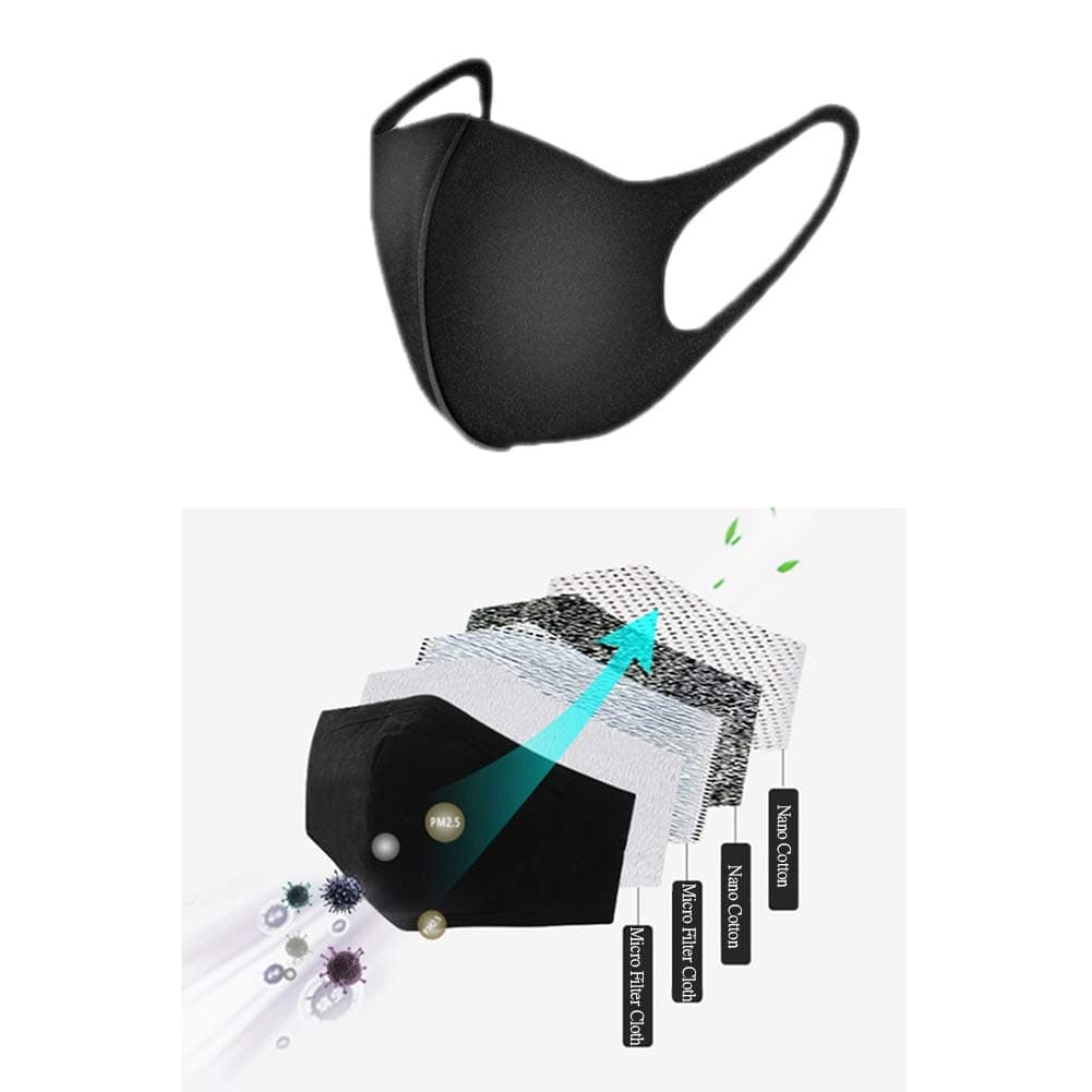 Babyyon 2020 Face Mask Unisex Mouth Mask Dust Mask Anti Smoke Pollution Mask Washable Reusable Cotton Face Mask Mouth Masks Breathable Ear Loop Face Dust Mask for Cycling Camping Travel (Black)