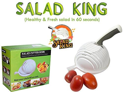 Salad King - Vegetable &amp; Salad Chopping &amp; Cutting Bowl, 60 Seconds - As Seen on TV - Fast, Effective Slicer, professional chopper