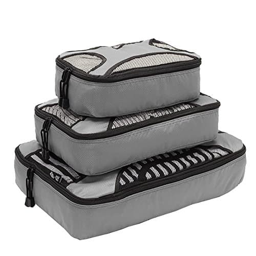 Travel Packing Organizers - Clothes Cubes Shoe Bags Laundry Pouches For Suitcase Luggage, Storage Organizer 3 Set Color Grey