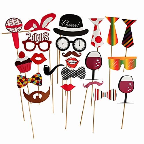 Christmas & New Years Eve Photo Booth Props 2018 NO DIY REQUIRED Funny Holiday Party Decorations for All Family - 23 Count