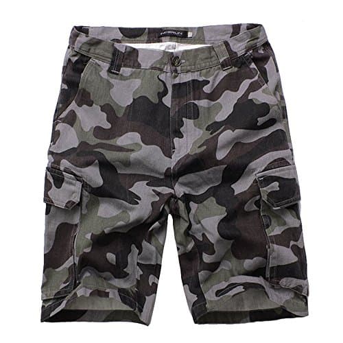 ZFADDS Men Camouflage Beach Shorts Army Camo Military Work Cargo Shorts Short Workout Trousers Gray 38